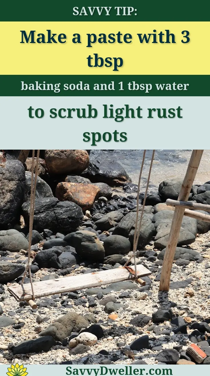 A tip for removing rust using a baking soda and water paste for knives and tools.