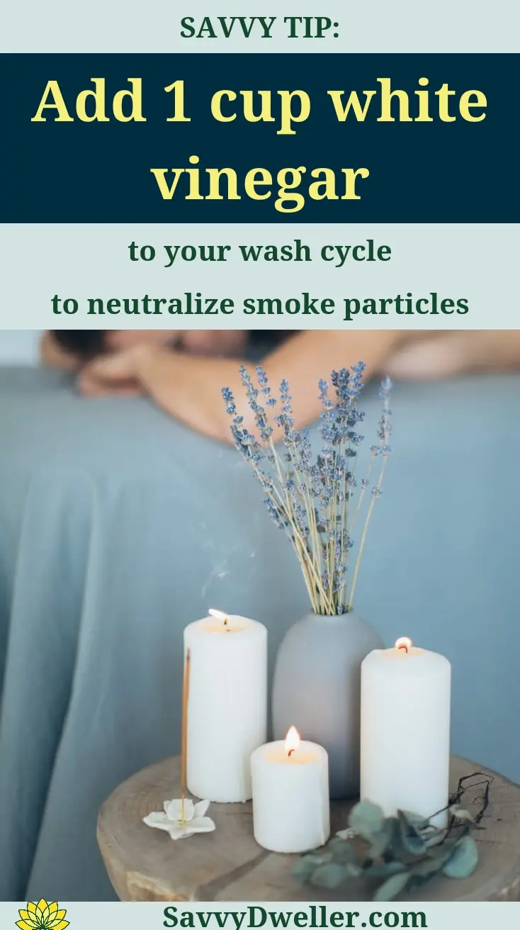 White vinegar and candles used for removing smoke smell from clothes and furniture