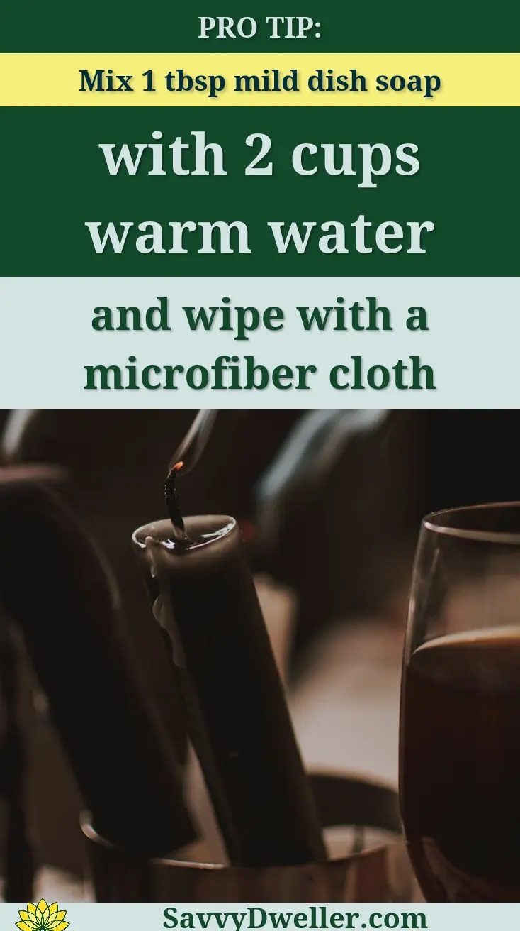 Tip for removing soot from walls and ceilings after burning a candle using soap and water.