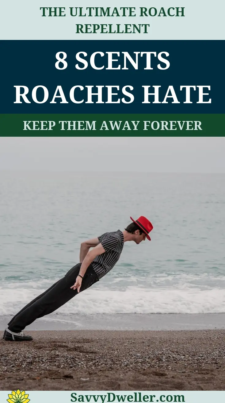 A man demonstrating how to keep roaches away with scents they hate.