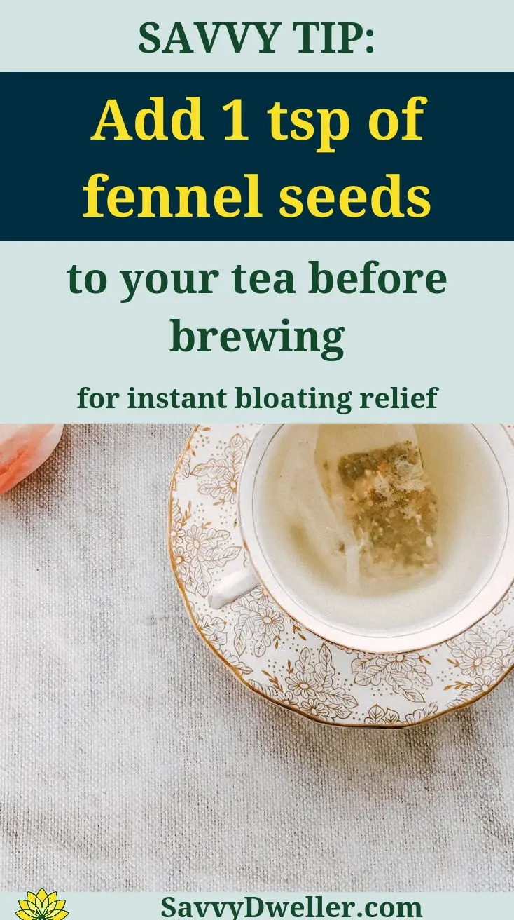 Tea with fennel seeds for soothing upset stomach and aiding digestion