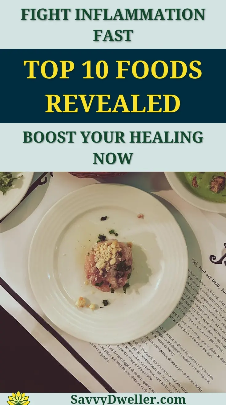 Plate of healthy foods to combat inflammation