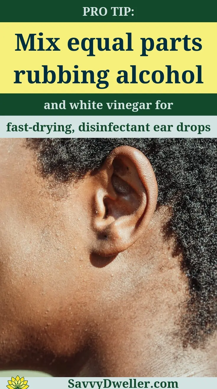 Effective swimmer's ear remedy using rubbing alcohol and vinegar for water removal
