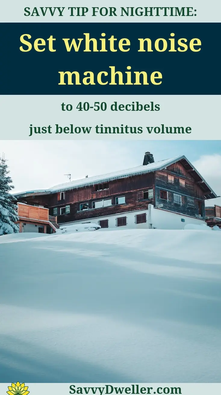White noise machine recommendation for tinnitus relief in snowy environment