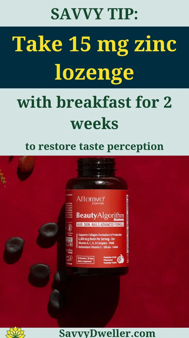 Zinc lozenge for restoring taste perception in zinc deficiency