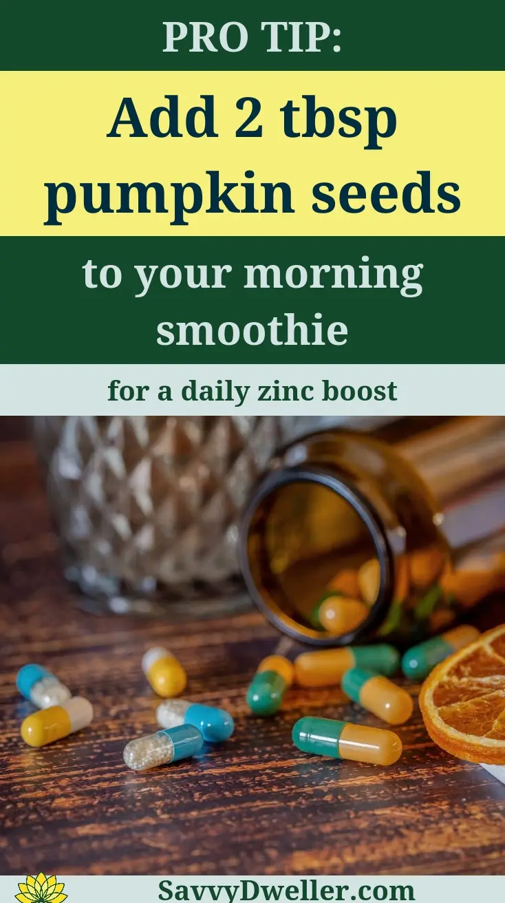 Healthy pumpkin seeds and supplements for zinc deficiency