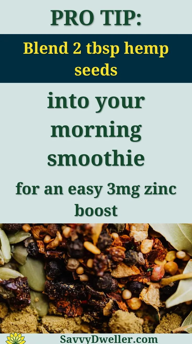 Hemp seeds blended into a smoothie for a zinc boost